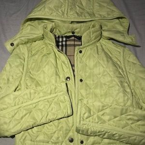 Burberry Lime Green women's quillted jacket
